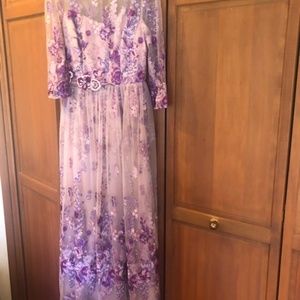 Long David Meister Flowered Dress